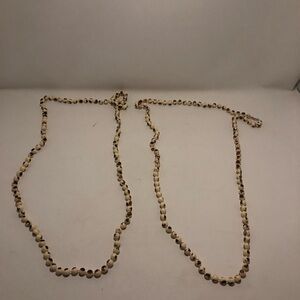Elegant Cream and Brown Beaded Necklaces Set of 2